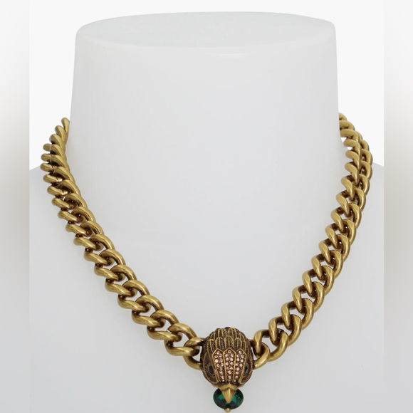 Kurt Geiger Eagle Pendant Chunky Chain Gold Necklace Goldtone Crystal Detail NEW - Picture 4 of 9